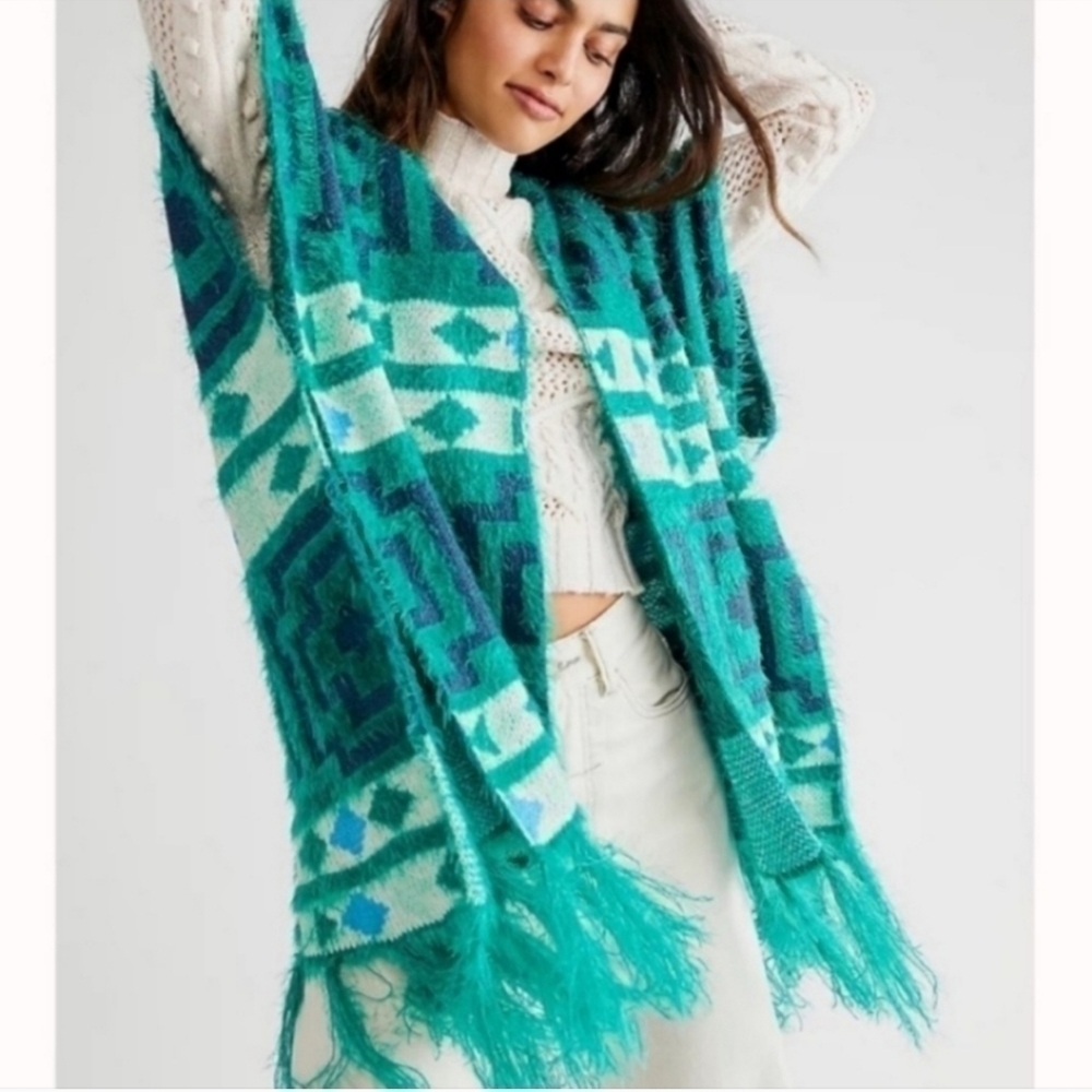 FREE People Diamondback Kimono Poncho Cardigan Sweater NEW!